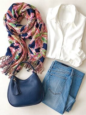 Lilly Pulitzer Bright Navy in the Vias rayon scarf